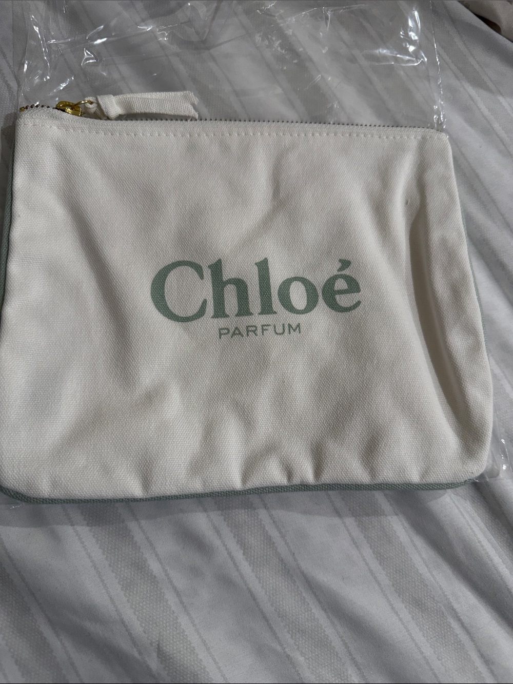 Chloe Ivory Canvas Pouch